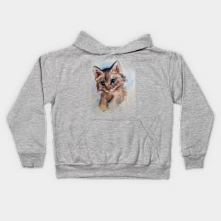 watercolor kitty Kids Hoodie